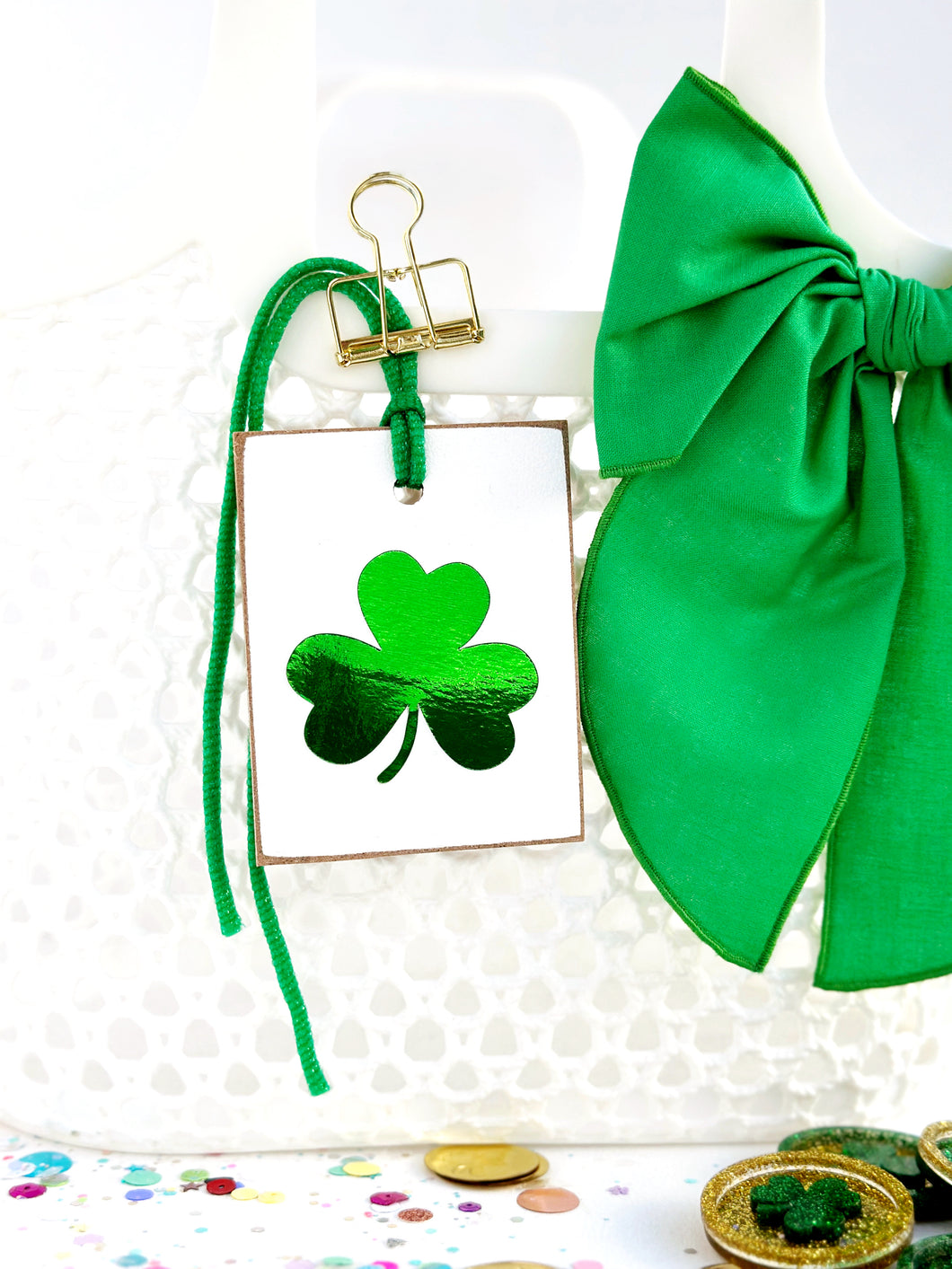 Shamrock Tag, Green Foil